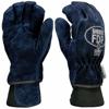 Firefighters Gloves, Cowhide Leather Palm, S Size, Blue, Nomex Knit Cuff