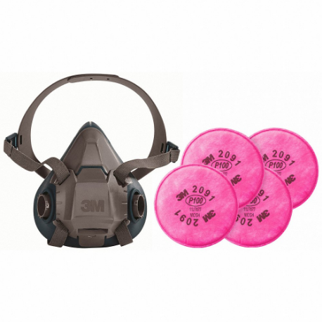 Halvmaske respiratorsæt, 4 patroner inkluderet, P100 filter, silikone, S maskestørrelse