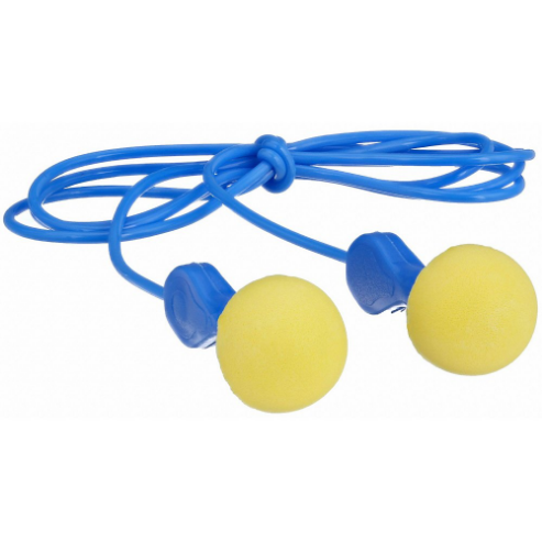 Ear Plug, Pod, 25 dB NRR, Corded, Reusable, Push-In, M Earplug Size, Yellow, 100 PK