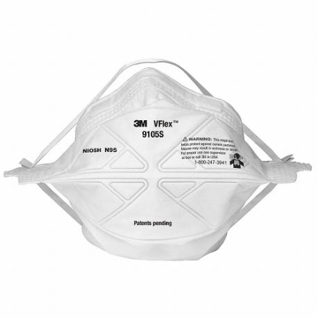Disposable Respirator, Dual, Non-Adj, Metal Nose Clip, Std, White, S Mask Size, N95, 50 PK