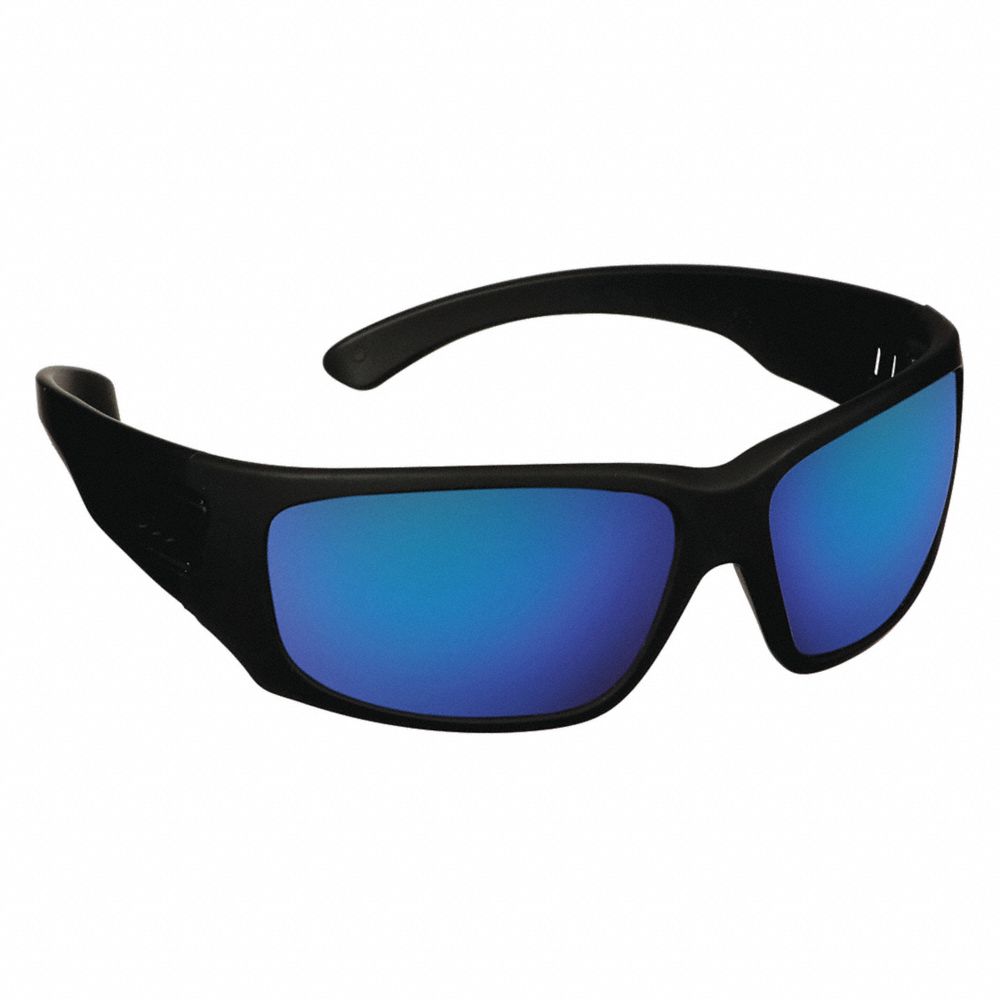 Scratch-Resistant Safety Glasses, Blue/Violet Mirror Lens Color