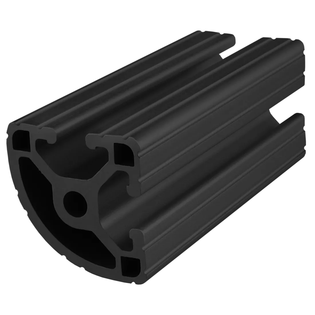 1.5 Inch Quarter Round T Slot Ext 242 Inch Bar Full Black Anodize