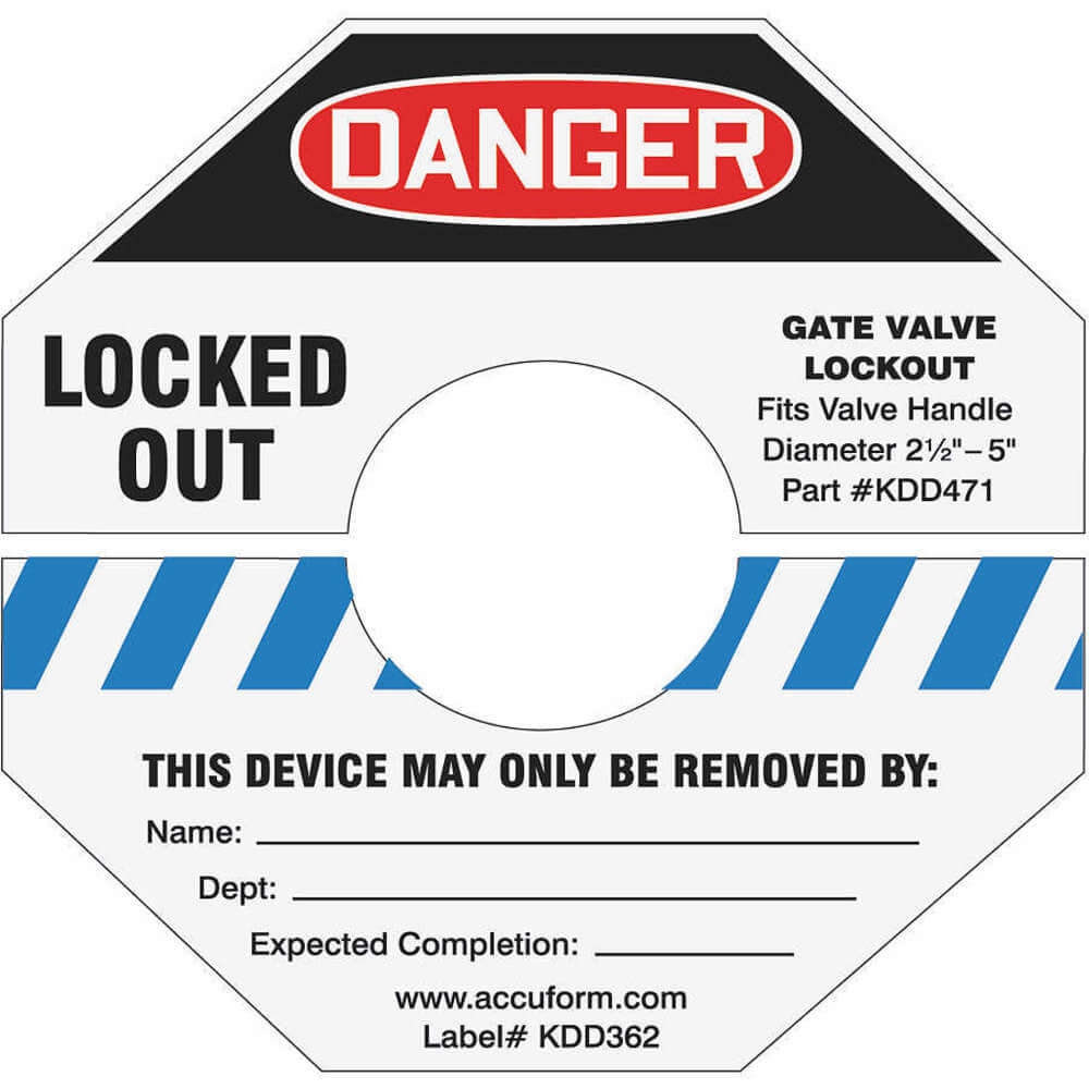 Lågeventil Lockout Label 4 tommer H 4 tommer bredde