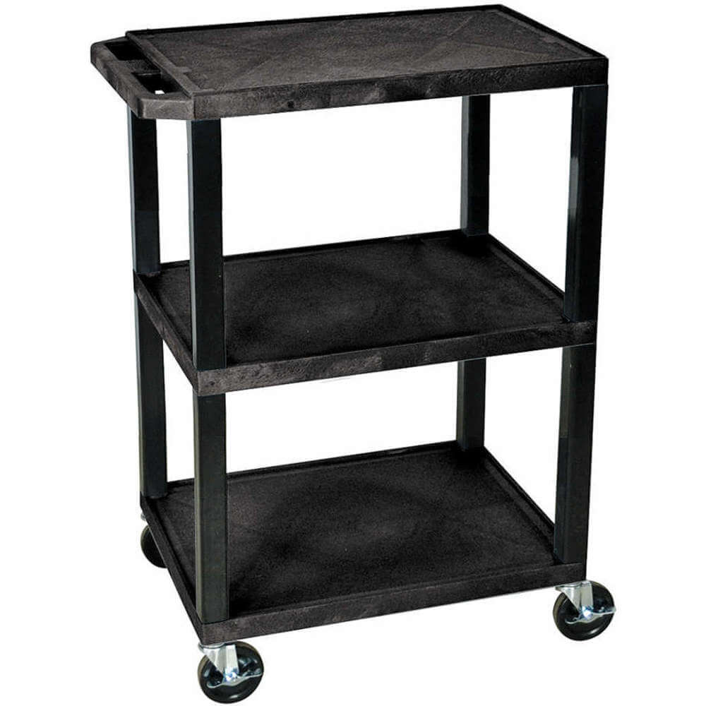 Utility Cart 300 lb. Cap Resin 3 Shelves Black