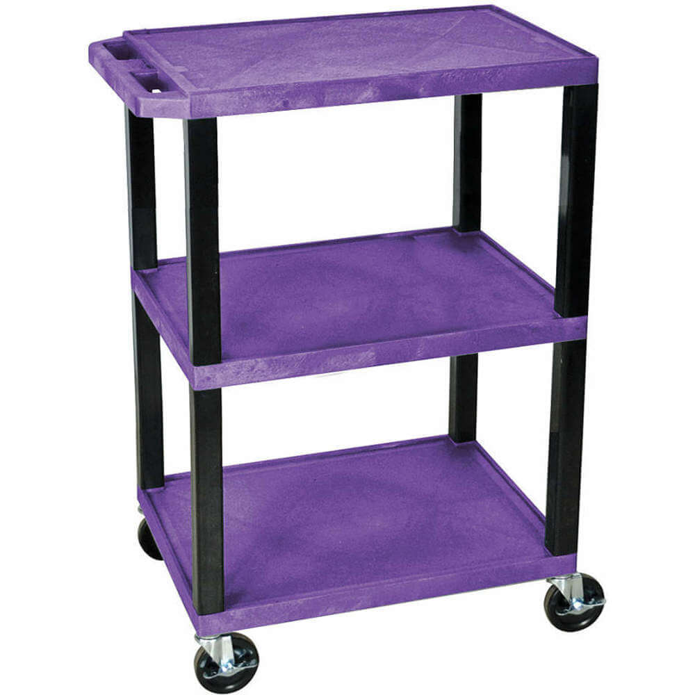 Utility Cart 300 lb. Cap Resin 3 Shelves Purple