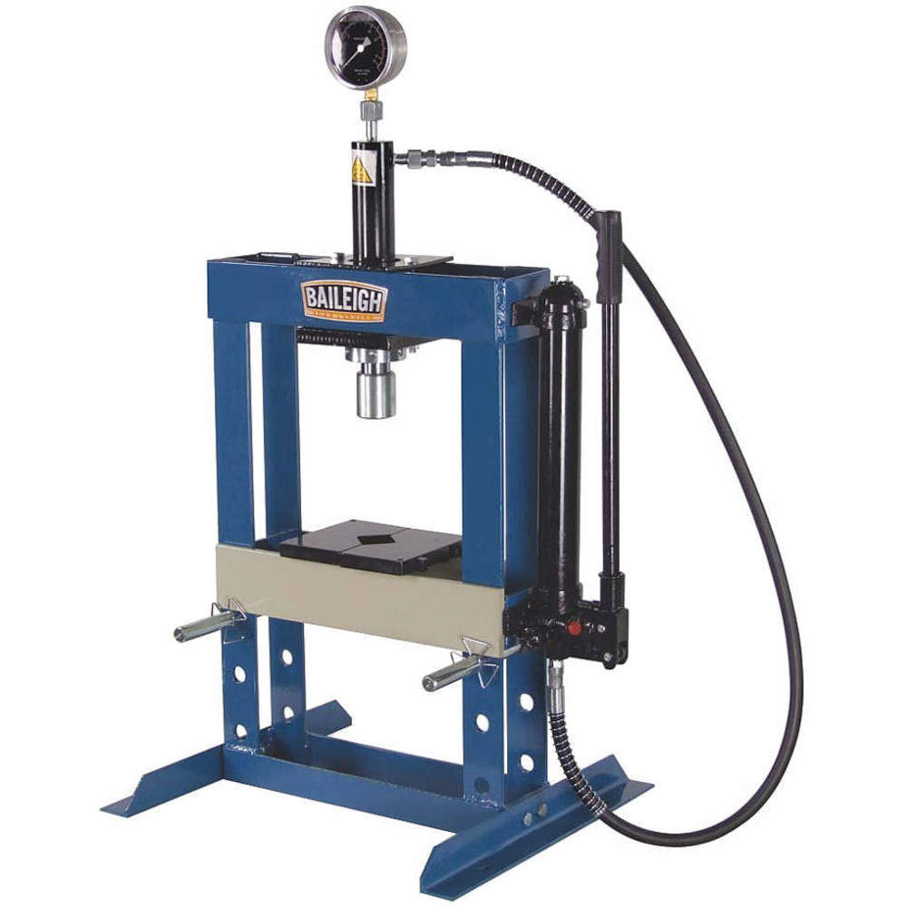 BAILEIGH INDUSTRIAL HSP-10H Hydraulic Press, Manual Pump, H-Frame Frame, 10 ton Frame Capacity, 16 Inch Size Stroke | CN9AWN 31XV07