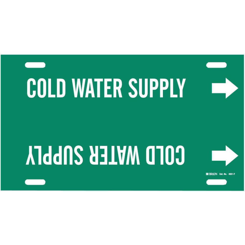 BRADY 4031-G Pipe Marker Cold Water Supply 8 To 9-7/8 In | AF4QVV 9GC73
