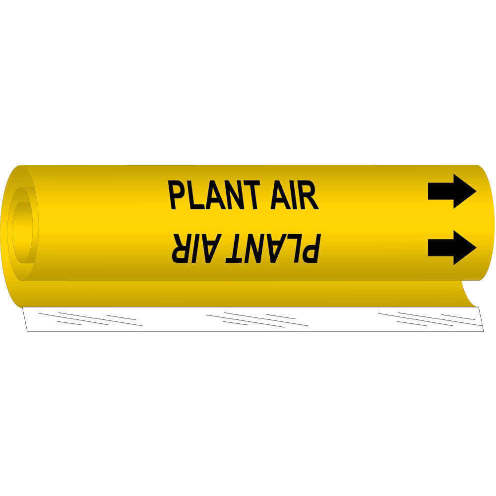 Pipe Marker Plant Air Yellow 1-1/2 To 2-3/8 In