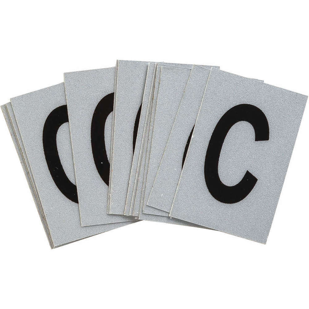 Letter Label C Black On Silver 1-1/2 Inch Height PK25