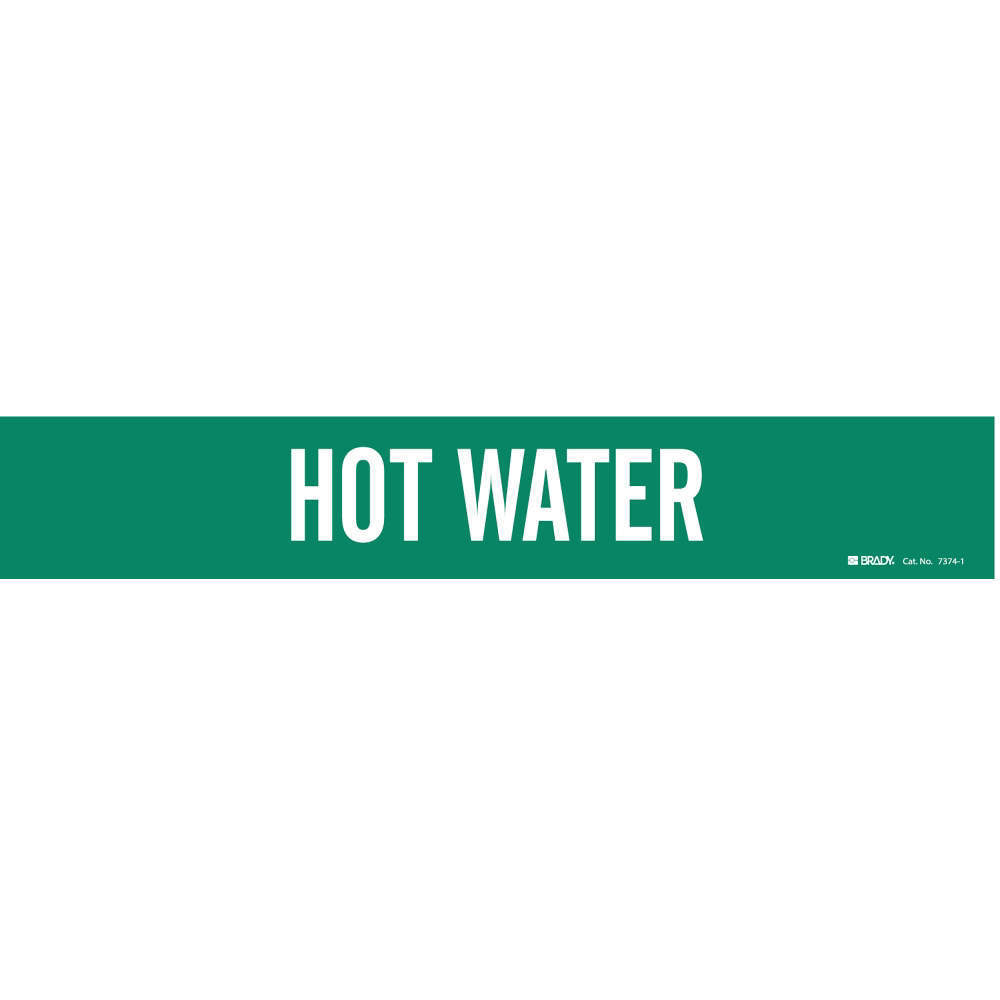 Pipe Marker Hot Water Green 2-1/2 To 7-7/8 In