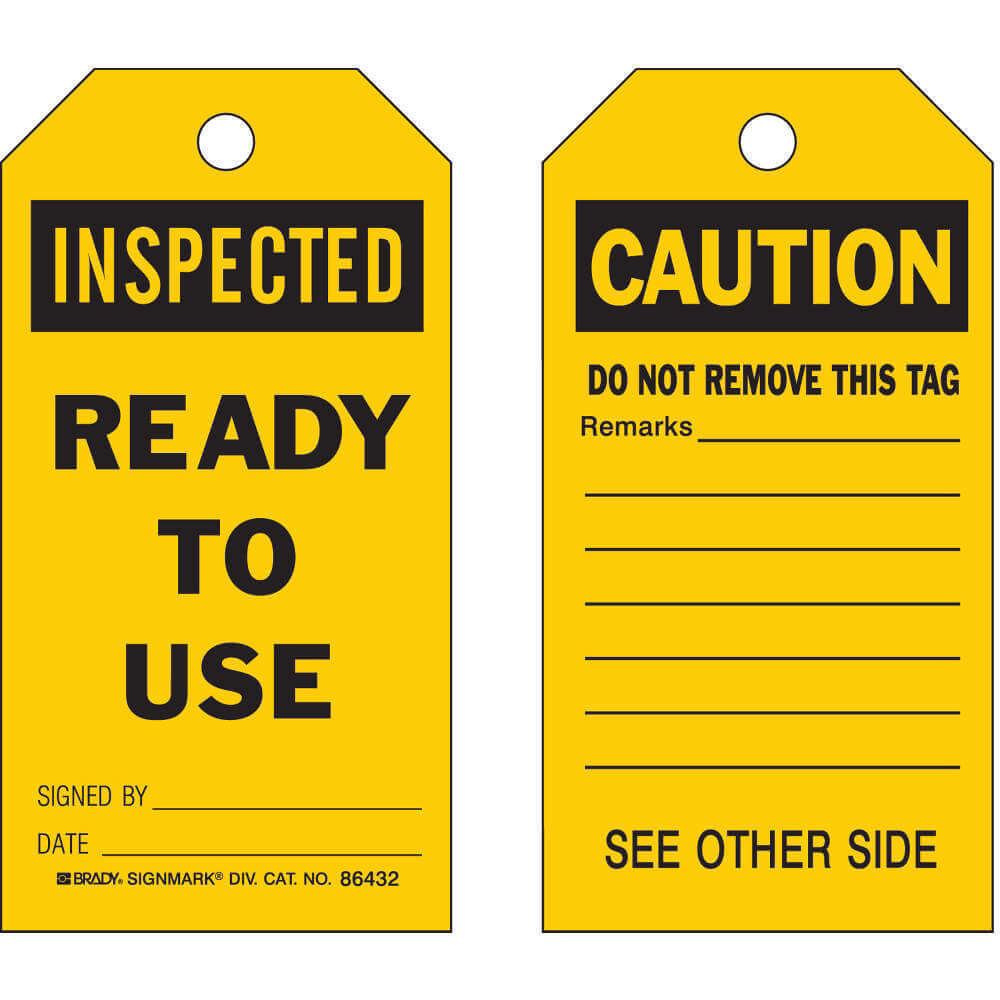 Inspected Tag 5-3/4 x 3 Inch Black/yellow - Pack Of 10