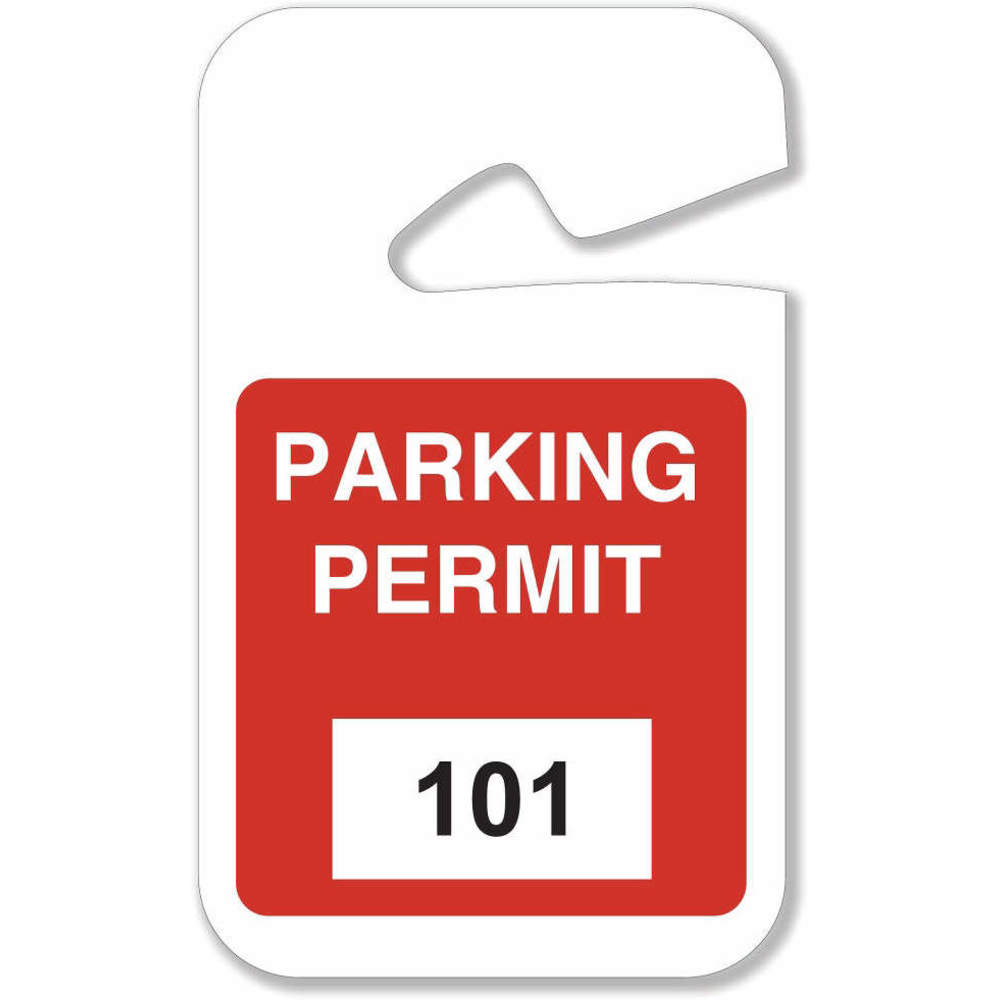 Parking Permits Rearview White/red - Pack Of 100