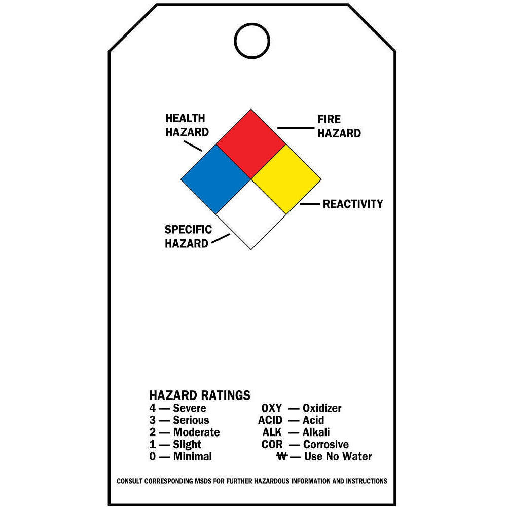 Accident Prevention Tag Polypropylene Nfpa Diamond - Pack Of 25