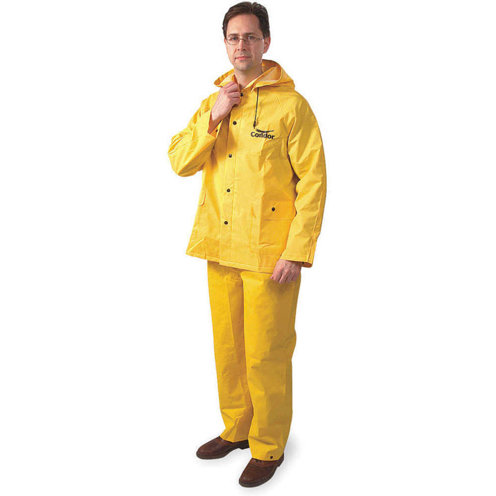 3 Piece Rainsuit With Detachable Hood Yellow M