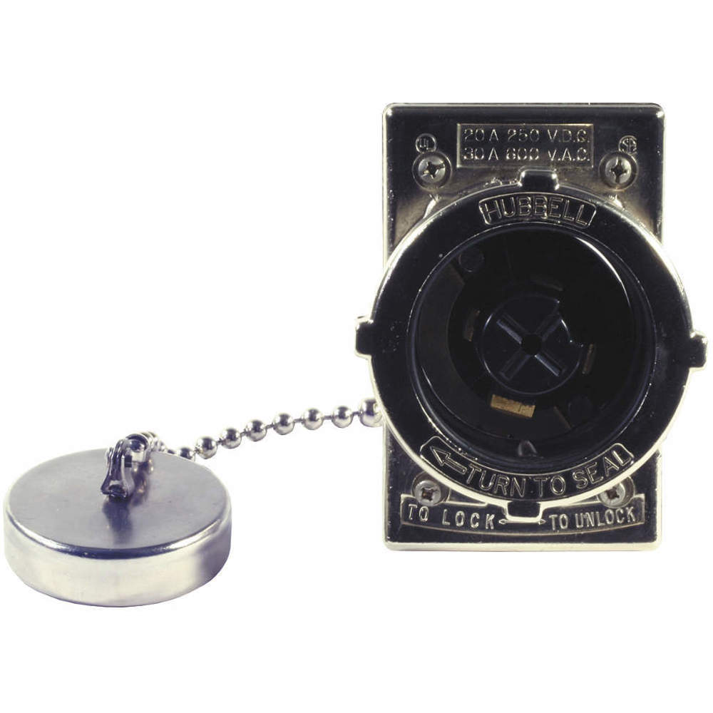 HUBBELL WIRING DEVICE-KELLEMS HBL22CM428 Flanged Inlet, 30A, 600VAC, 3-Pole, 4-Wire Grounding, Screw Terminal | AC8QJV 3D547