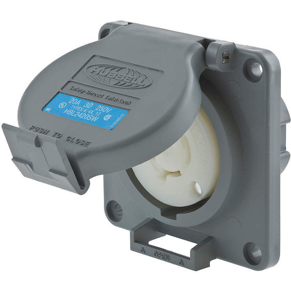 HUBBELL WIRING DEVICE-KELLEMS HBL2420SW Watertight Receptacle 20A, 3-Phase, Delta, 250VAC, 3-Pole, 4-Wire Grounding | AD6ZHN 4CT95