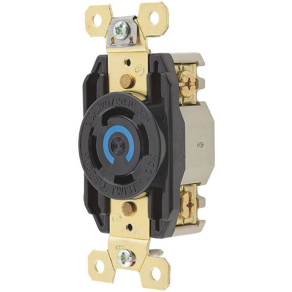 HUBBELL WIRING DEVICE-KELLEMS HBL2750 Flush Receptacle, 30A, 3-Phase, Wye120/208VAC, 4-Pole, 4-Wire Non-Grounding | AC8PXZ 3D099