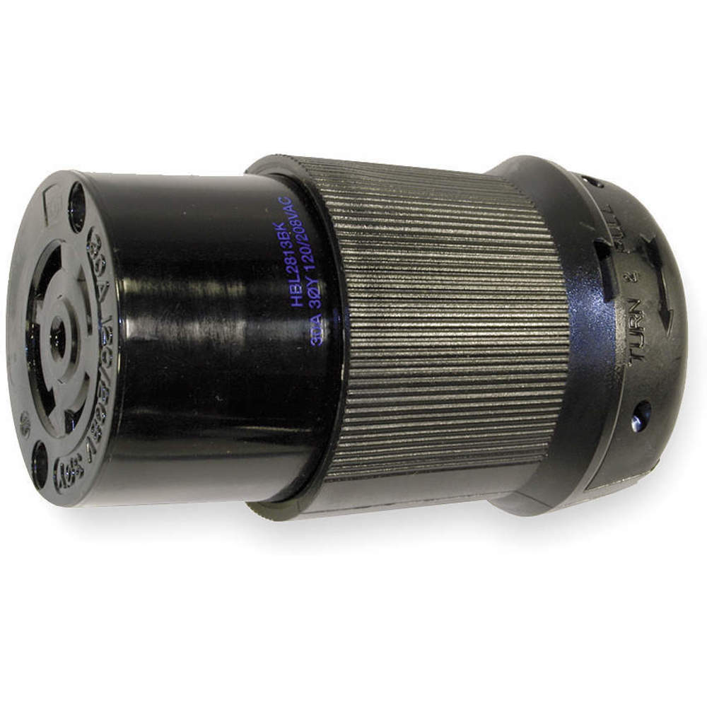 HUBBELL WIRING DEVICE-KELLEMS HBL2813BK Connector, 30A, 3 Phase, 120/208VAC, 4 Pole, 5 Wire Grounding | AA9JGM 1DJK5