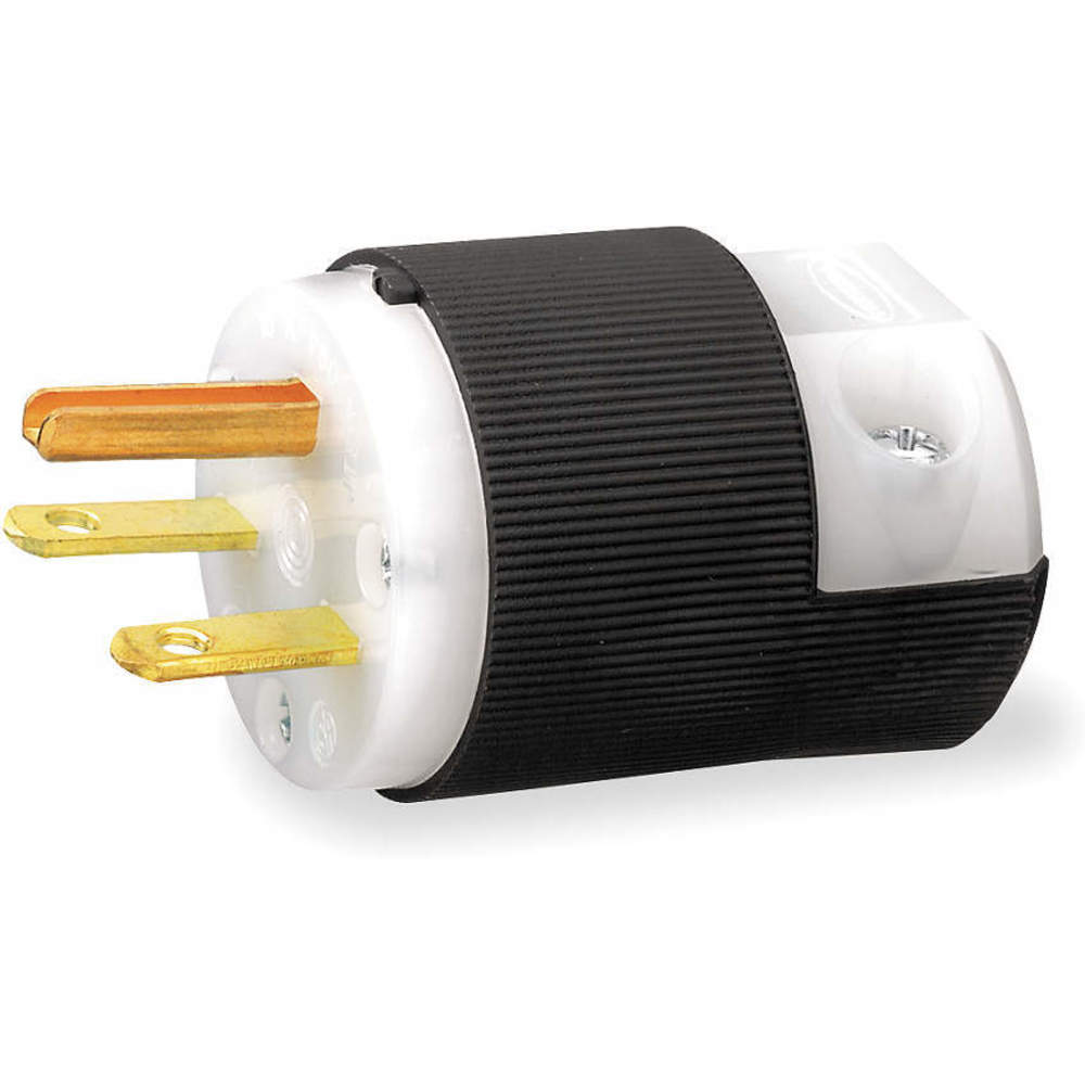 HUBBELL WIRING DEVICE-KELLEMS HBL5666C Male Plug, Heavy-Duty, 6-15P, Balck & White, 1-1/2 HP | AB4CXL 1X995