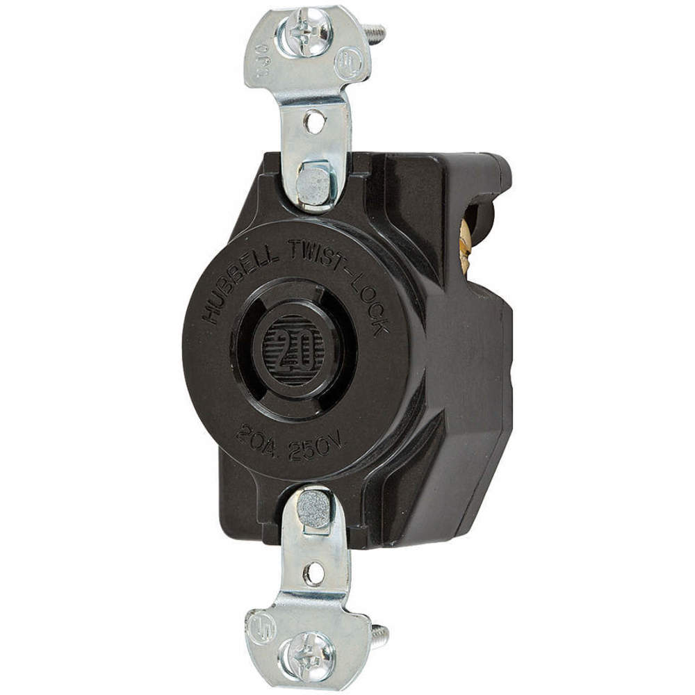 HUBBELL WIRING DEVICE-KELLEMS HBL7210B Single Flush Receptacle, 20A, 250V, 2-Pole, 2-Wire Non Grounding | AC8QCZ 3D239