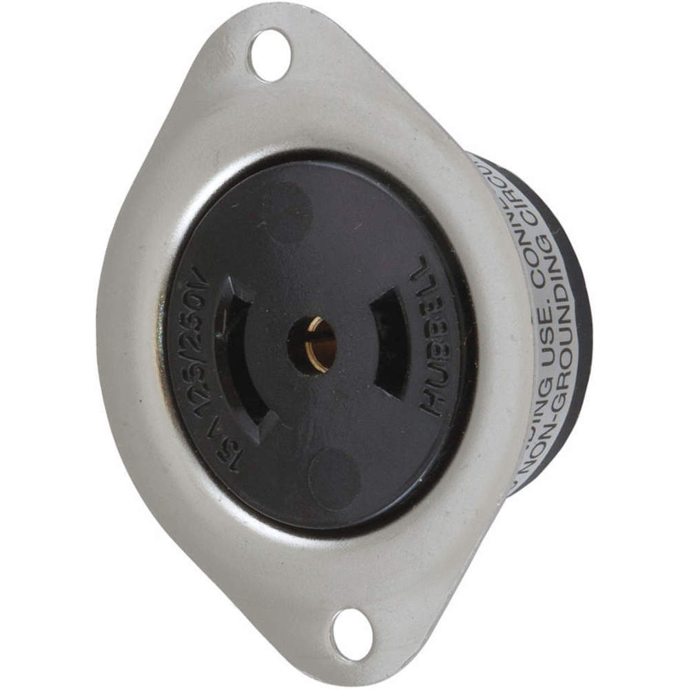 HUBBELL WIRING DEVICE-KELLEMS HBL7487 Flanged Receptacle, 15A, 125/250VAC, 3-Pole, 3-Wire Non Grounding | AE7ZJD 6C620
