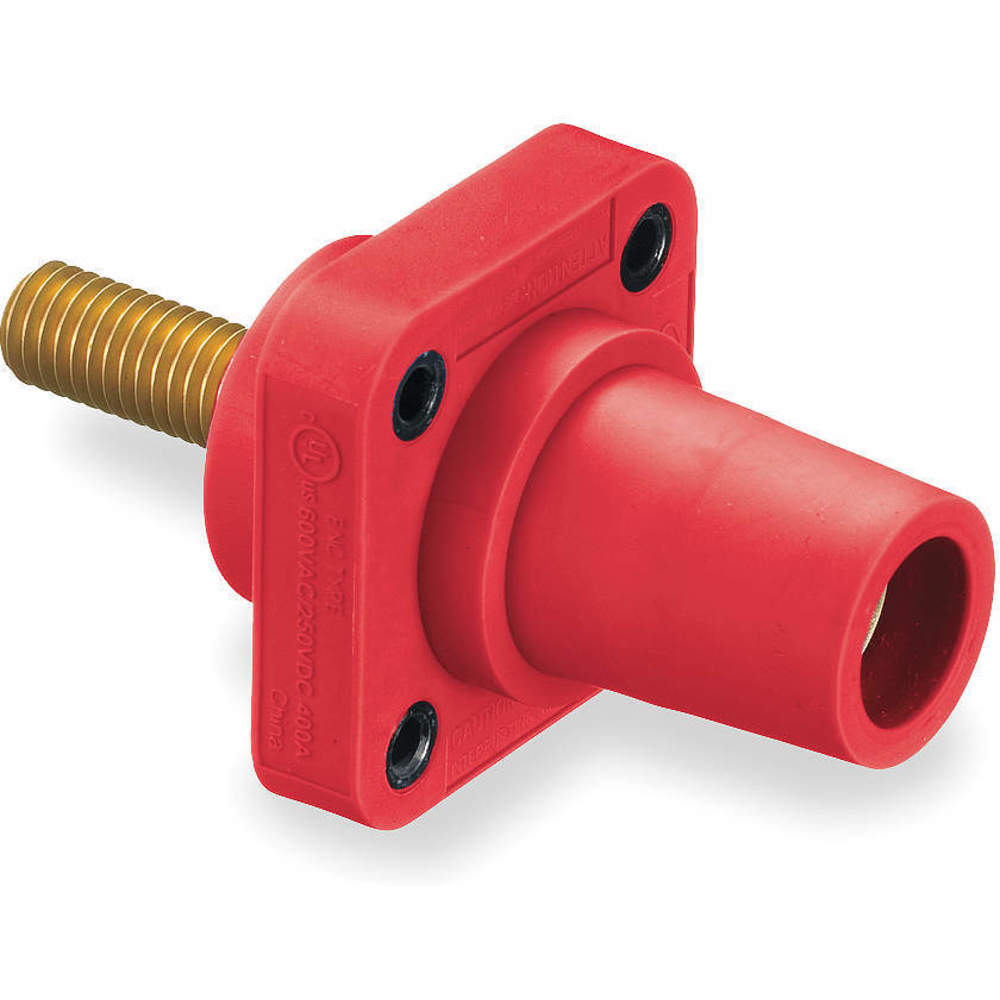 HUBBELL WIRING DEVICE-KELLEMS HBLFRSR Single Pole Connector, Single Conductor, Thread End, Female, 300 - 400 A, Red | AC3XAM 2XB57