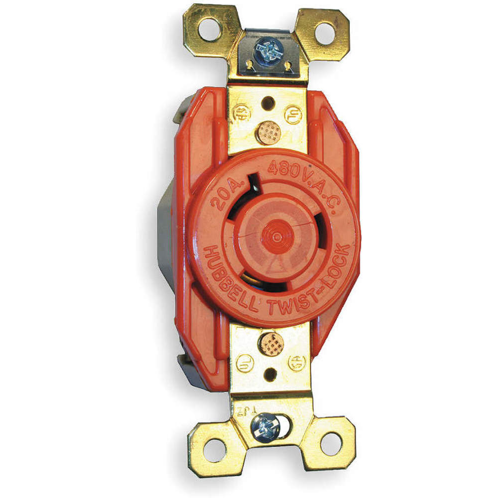 HUBBELL WIRING DEVICE-KELLEMS IG2340 Single Flush Receptacle, 20A, 480VAC, 2 Pole, 3 Wire Grounding, Isolated Ground | AC3ZFQ 2XTF3