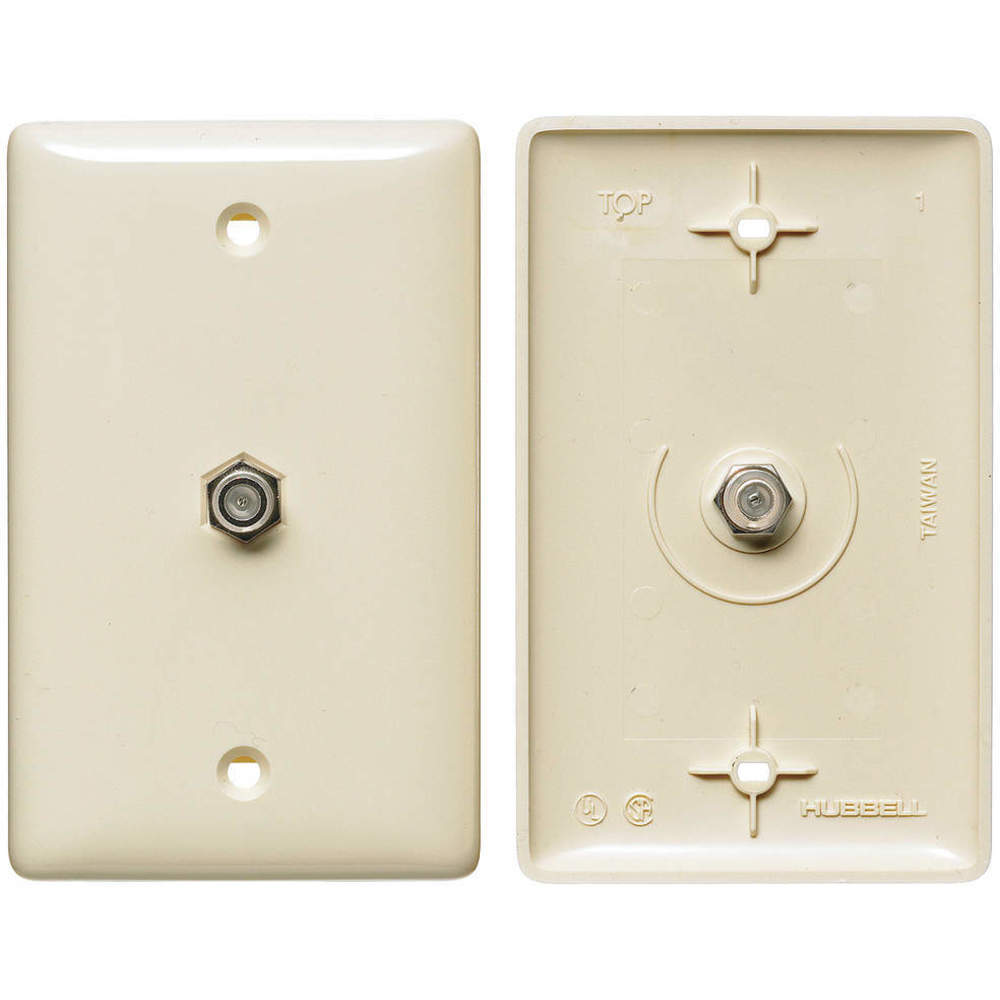 HUBBELL WIRING DEVICE-KELLEMS NS750LA Plate, 1-Gang, With F Connector, Light Almond | AE7JEB 5YLX1