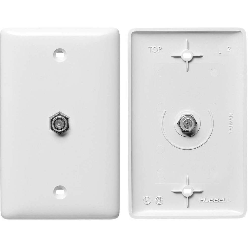 HUBBELL WIRING DEVICE-KELLEMS NS750W Plate, 1-Gang, With F Connector, White | AE7JEA 5YLW9
