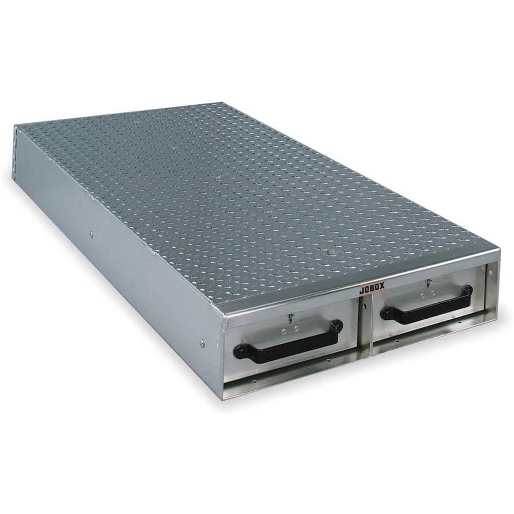 JOBOX 1402980 Drawer Storage, Long Floor, 2 Drawer, 50 x 24 x 6 Inch Size, Silver, Aluminium | AA9UKH 1FEH4