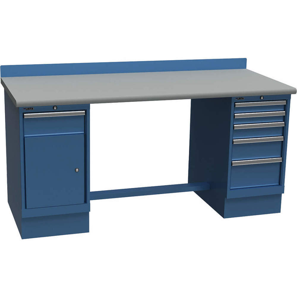 โต๊ะทำงานด้านเทคนิค 2 แท่น W 60 สีน้ำเงิน