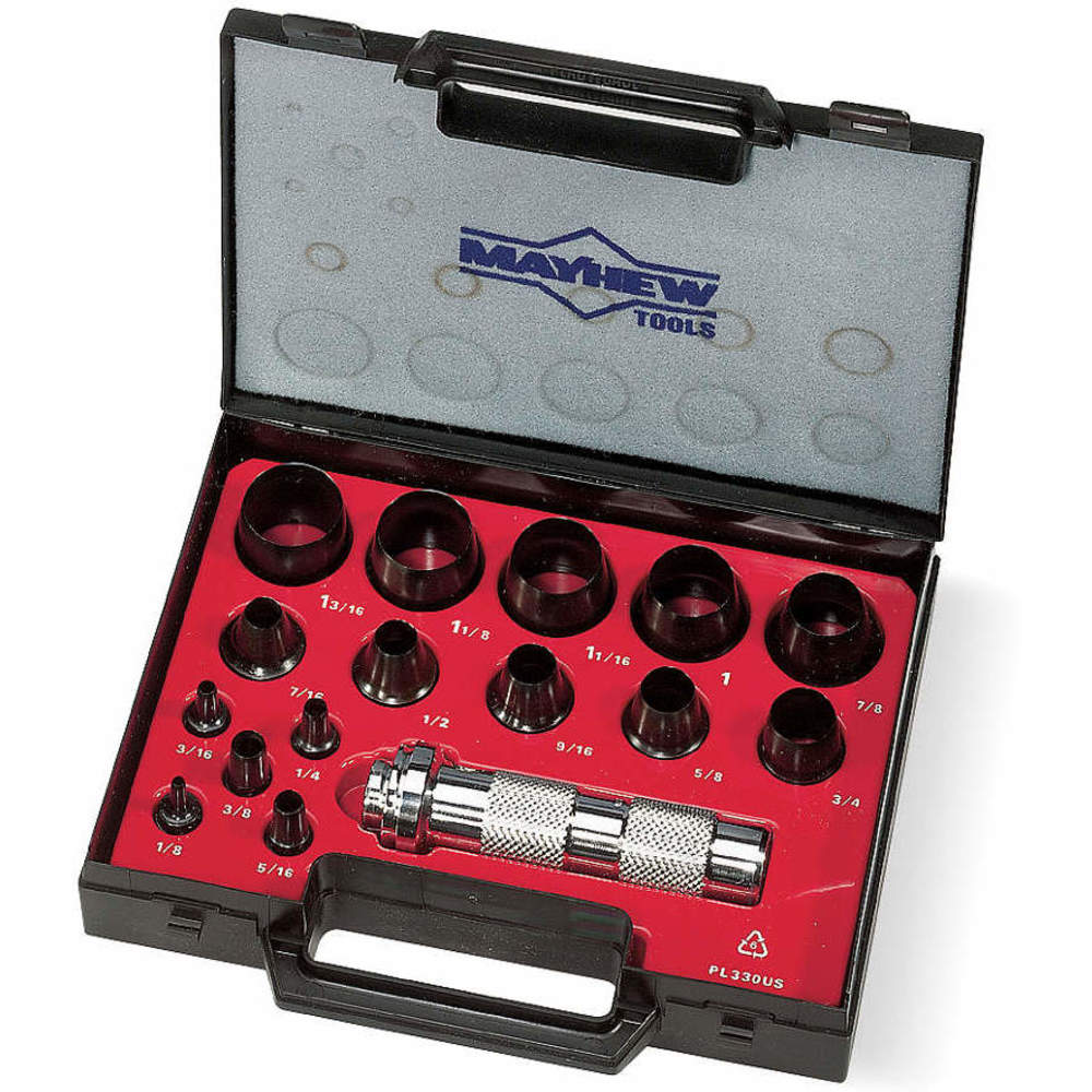 MAYHEW TOOLS 66000 Hollow Punch Set, 9 Inch Size, 16 Pieces | AE4RJL 5MM17