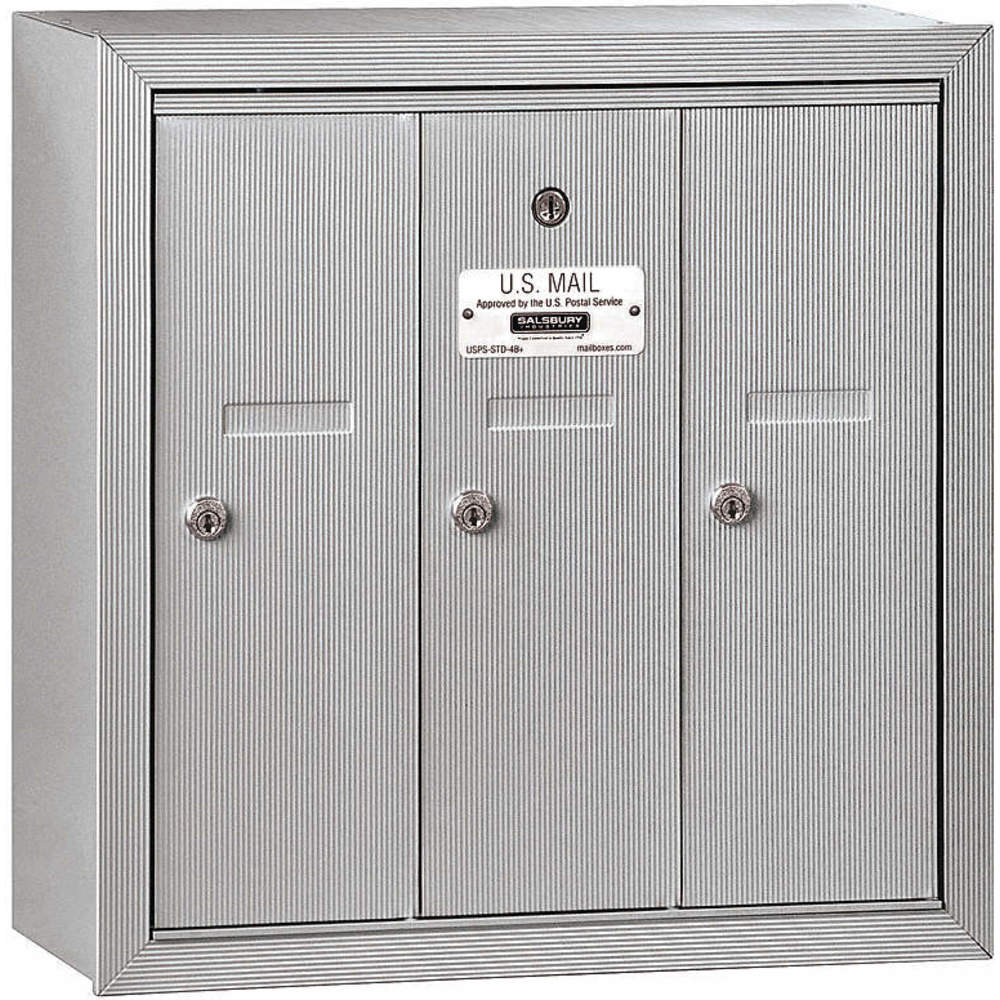 SALSBURY INDUSTRIES 3503ASP Vertical Mailbox Surface 3 Doors Silver | AG3FQX 33KT65