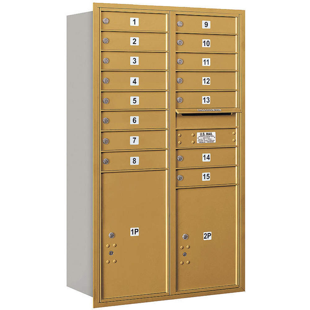 Horizontal Mailbox Private 17 Doors Gold Rl 51-1/2 Inch