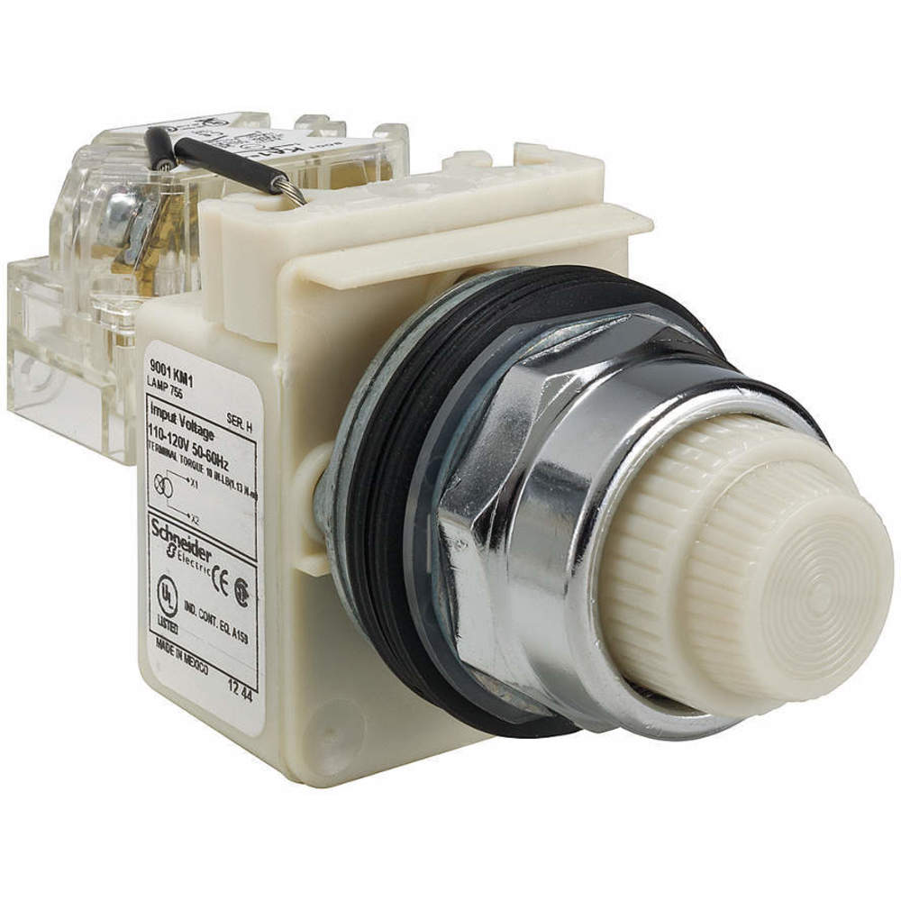 SCHNEIDER ELECTRIC 9001KT1W31 Push - Test Pilot Light White Incandescent | AG6QUU 45C554