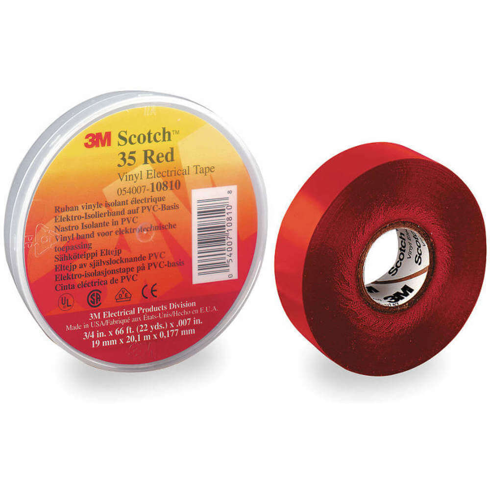 Electrical Tape 3/4 Inch x 66 Feet 7 Mil Red