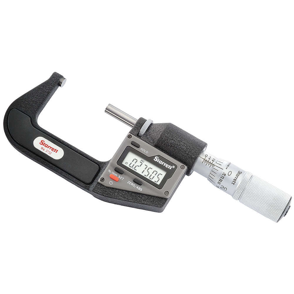 STARRETT 3732XFL-2 Digital Outside Micrometer, 1 to 2 Inch Range, +/-0.0001 Inch Accuracy, Flat | AE6NAM 5UAR9 / 12269