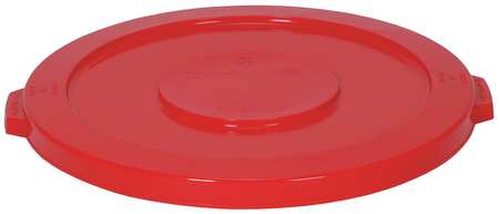 Bote de basura con tapa plana roja de 22-1/4 pulgadas de diámetro
