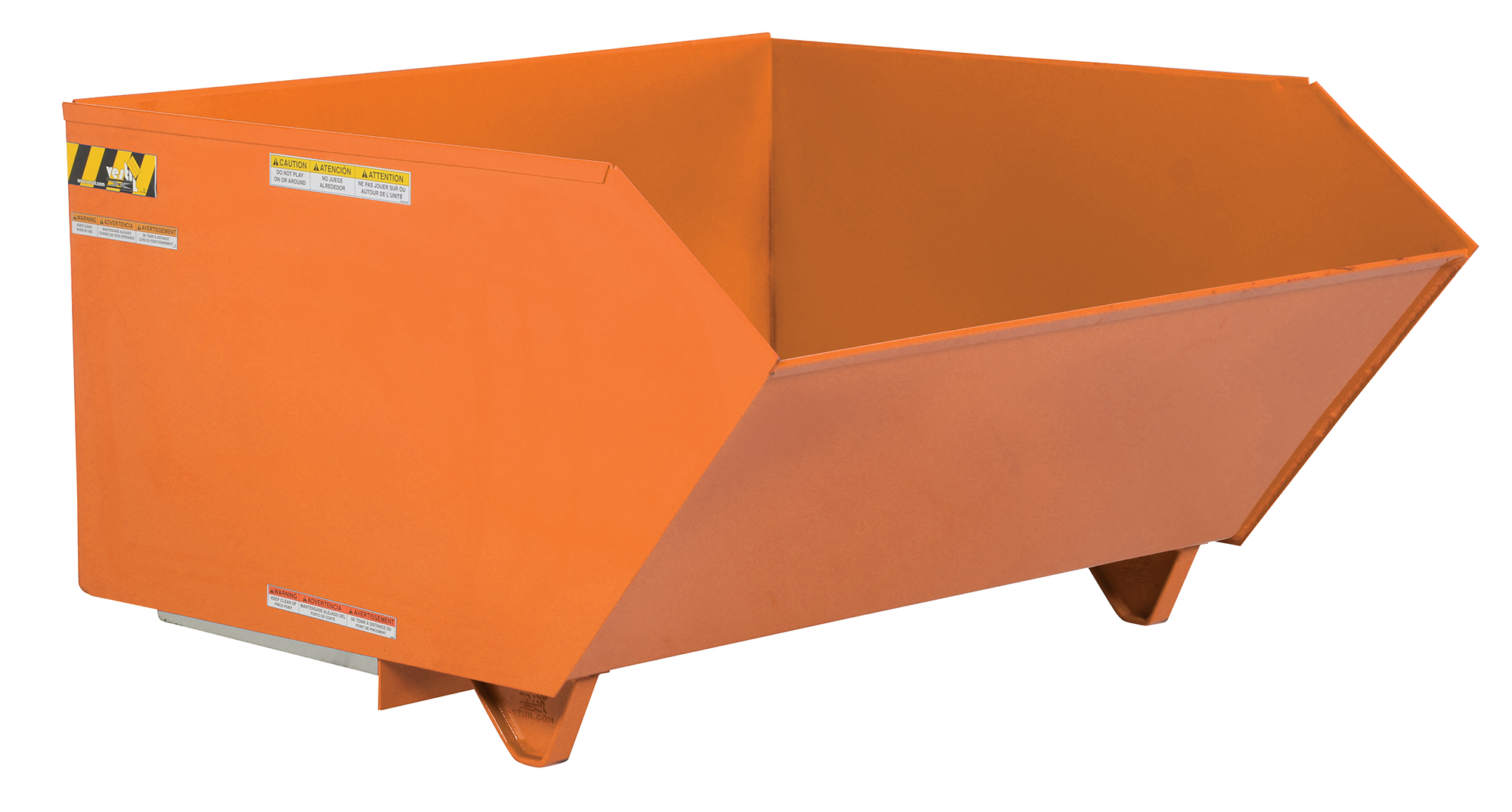 Self Dumping Hopper, Heavy Duty, Low Profile, 1.5 cu. yd., 6000 Lb., Orange, Steel