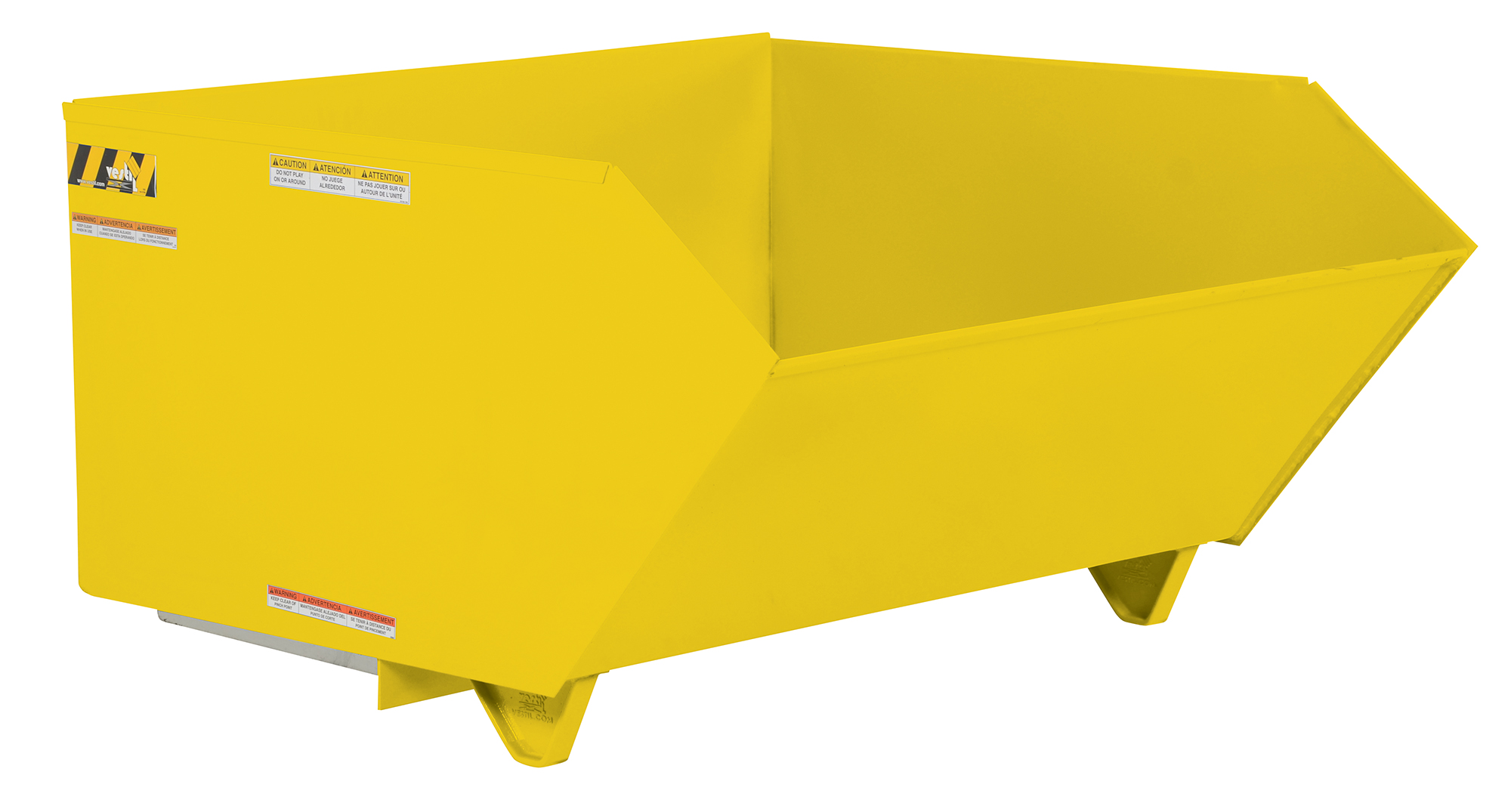 Self Dumping Hopper, Medium Duty, Low Profile, 1 cu. yd., 4000 Lb., Yellow, Steel