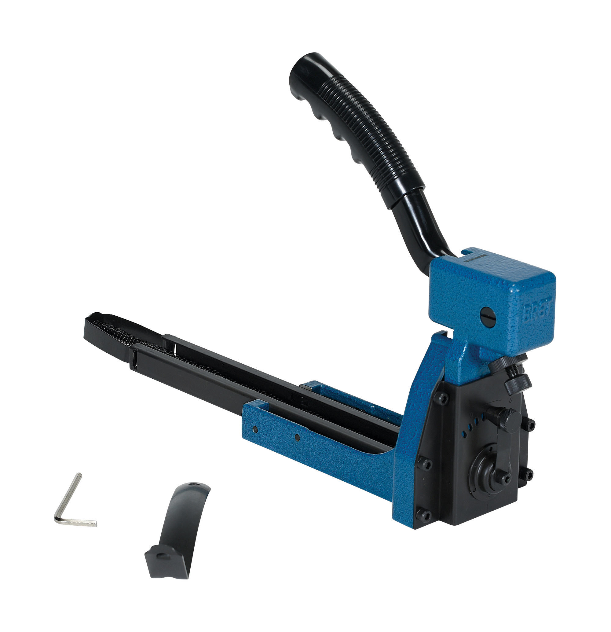 Grapadora manual para cajas/cartones, tamaño de 5/8 pulgadas, azul/negro