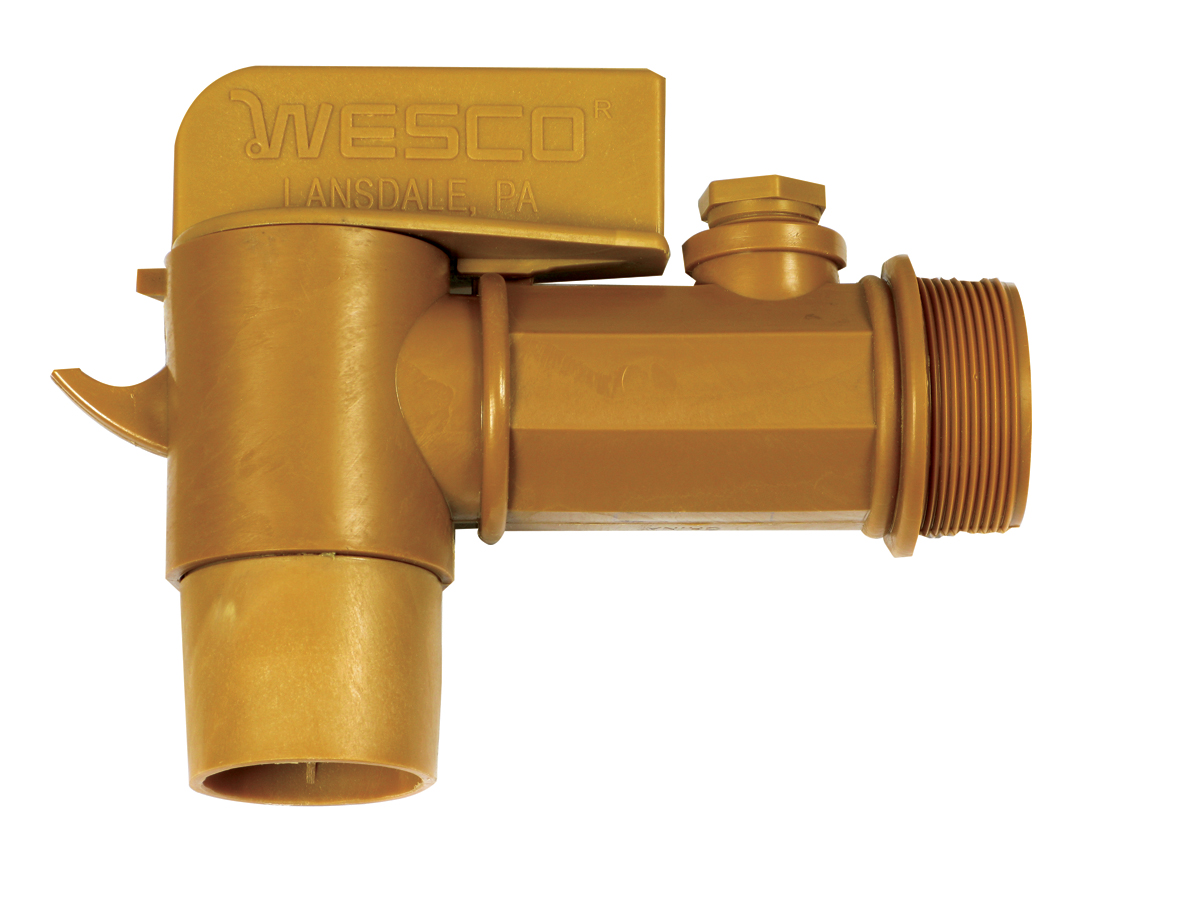 WESCO 272179 Plastic Faucet, 2" Polyethylene, Level Gauge Port / Pail Hook / Locking Handle | AG7HJP