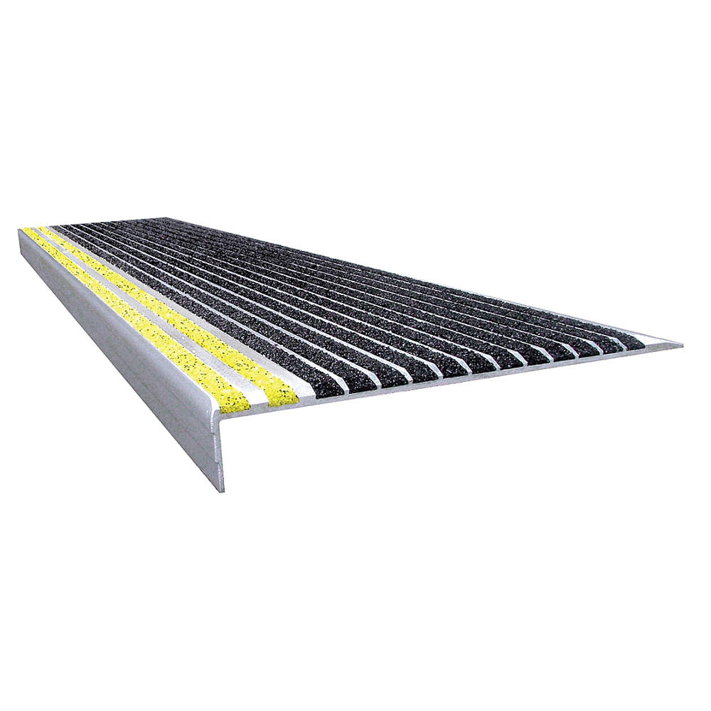 Stair Tread Black With Safety Yellow Front Aluminium