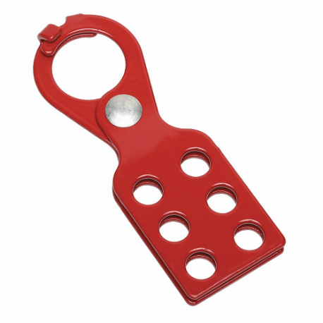 Lockout Hasp, Pry-Resistant Hasp, 1.5 Inch Size Opening Size, Red, 6 Padlocks
