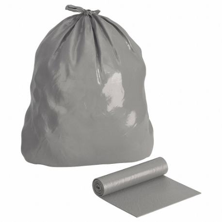 Trash Bags, 44 gal Capacity, 36 Inch Width, 50 Inch Heightt, 0.7 mil Thick, Gray, 100 PK