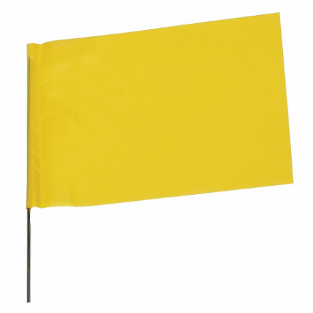 マーキングフラグ、4インチ x 5インチの旗サイズ、21インチのスタッフHt、黄色、空白、無地