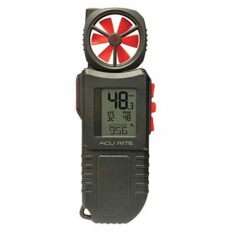 Anemometer, Rotating Vane, LCD, 0 to 1, 990 fpm, ±3% Accuracy, Humidity Sensing