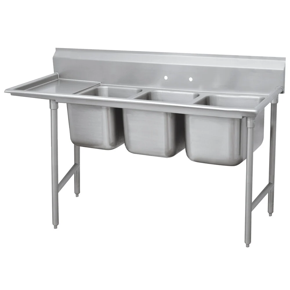 ADVANCE TABCO 9-23-60-36L Regaline Sink, 3-Cpt., Left-Hand, 20 Inch F-To-B X 20 Inch | CD7NPW
