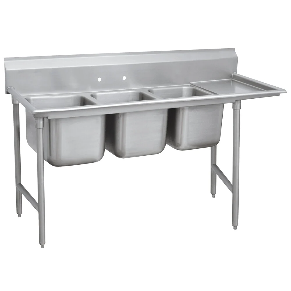 ADVANCE TABCO 9-23-60-36R Regaline Sink, 3-Cpt., Right-Hand, 20 Inch F-To-B X 20 Inch | CD7NPX