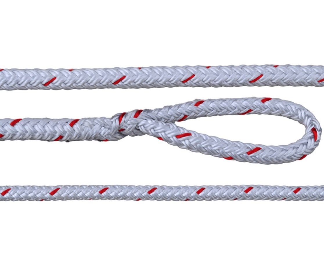 Workline With Bucket And Snap Hook, Polyolefin, 150 Ft. Length, White/Red